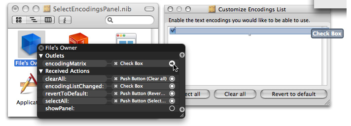 The Interface Builder connections panel